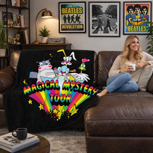 Load image into Gallery viewer, Rocksax The Beatles Blanket - Magical Mystery Characters Black