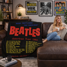 Load image into Gallery viewer, Rocksax The Beatles Blanket - America Tour Black
