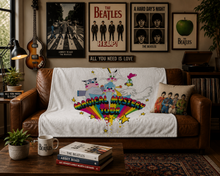 Load image into Gallery viewer, Rocksax The Beatles Blanket - Magical Mystery Characters White
