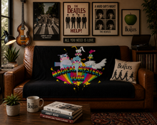 Load image into Gallery viewer, Rocksax The Beatles Blanket - Magical Mystery Characters Black
